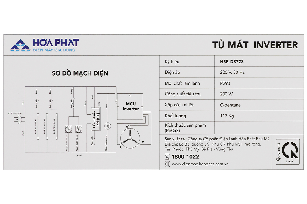 Tủ mát trưng bày Hòa Phát Inverter 723 lít HSR D8723